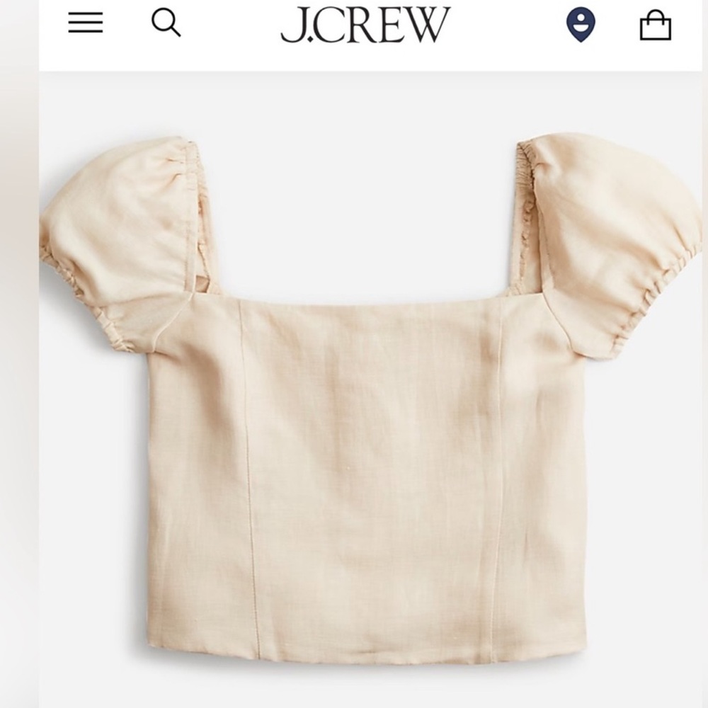 J. Crew Cream Puff Sleeve Linen Top
